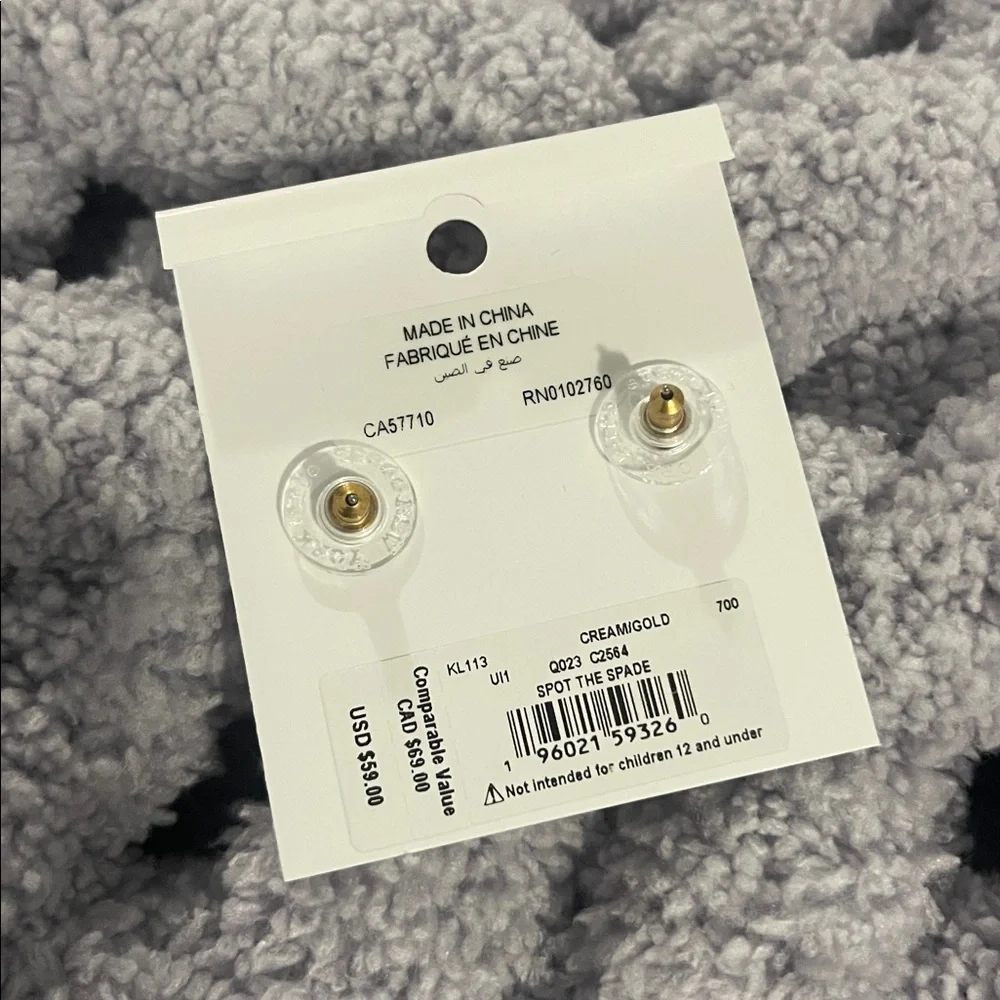 Kate Spade Gold and White Stud Earrings